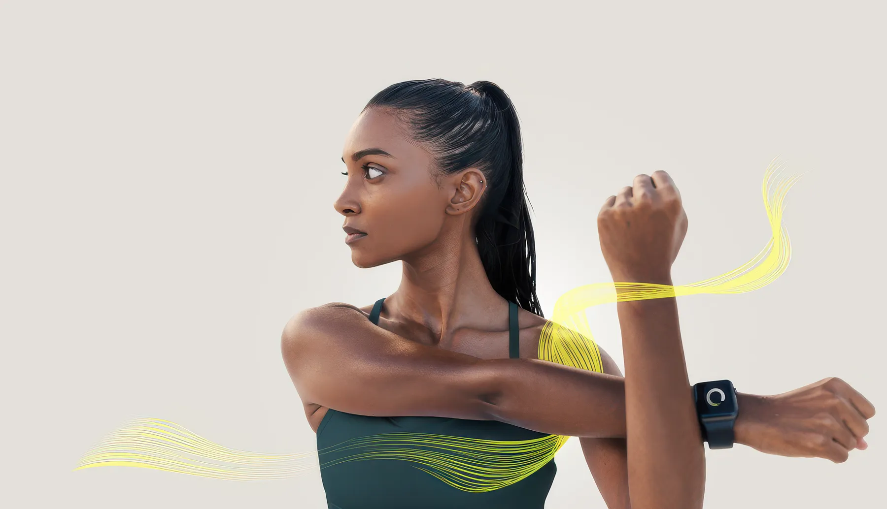 Website homepage for ErgoNext product development featuring navigation links, blurred abstract background, project overview, and objectives text.